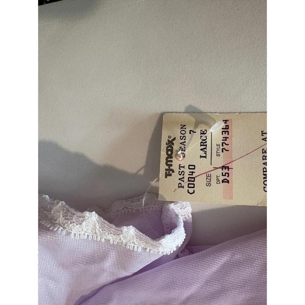 Aria Nightgown Large L NWT Vintage Style Purple Pastel Floral Embroidered Satin